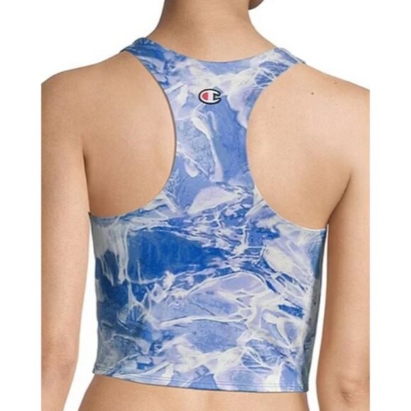 (5 for $25)Champion Blue Ripple Effect Round Neck Sleeveless Crop Top Size Large - Picture 2 of 6